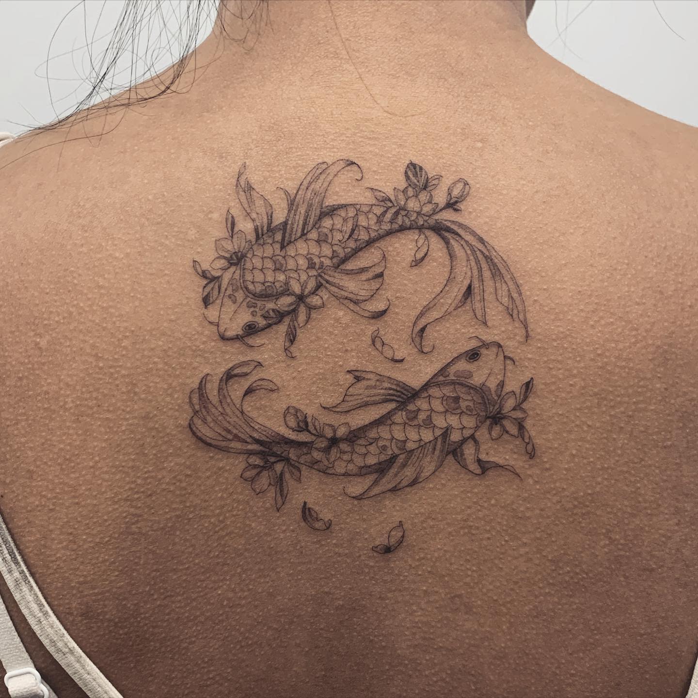 Pisces with Flower Tattoo Ideas -ink.by.kiki